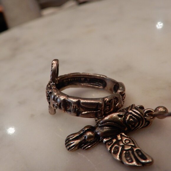 925 Silver Kabana Earrings and Ring Totem Pole Set - Picture 5 of 8